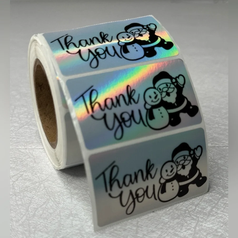 100 Thank You Christmas Stickers, Envelope Seals, Labels, Tags, Stamps,2.25